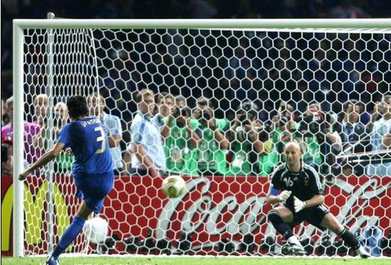 2006年世界杯是意大利仅有的一次5罚全中
